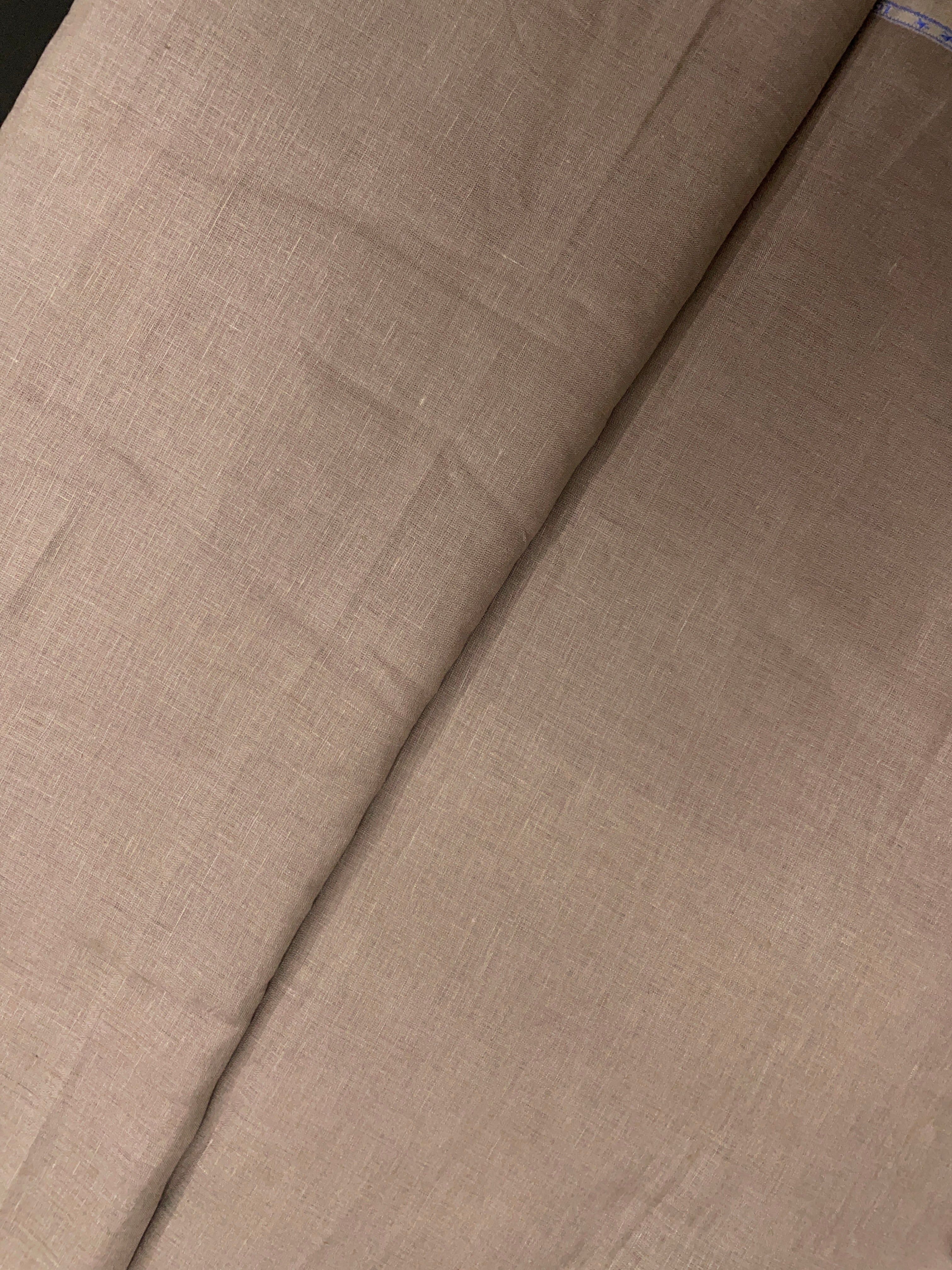 Precut 2 Metres Natural Beige Plain Pure Linen Fabric - 60 Lea