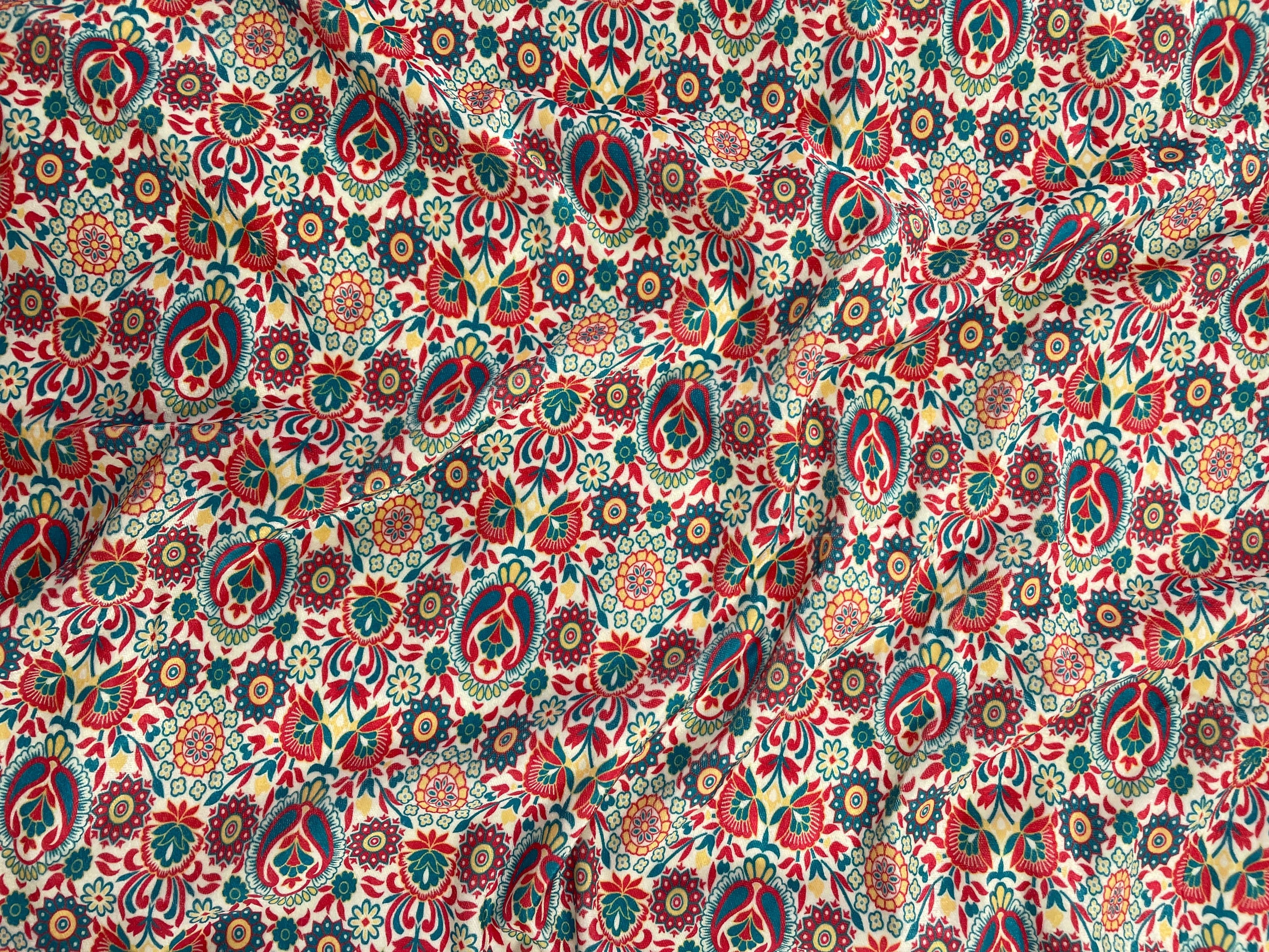 Multicolor Abstract Velvet Fabric