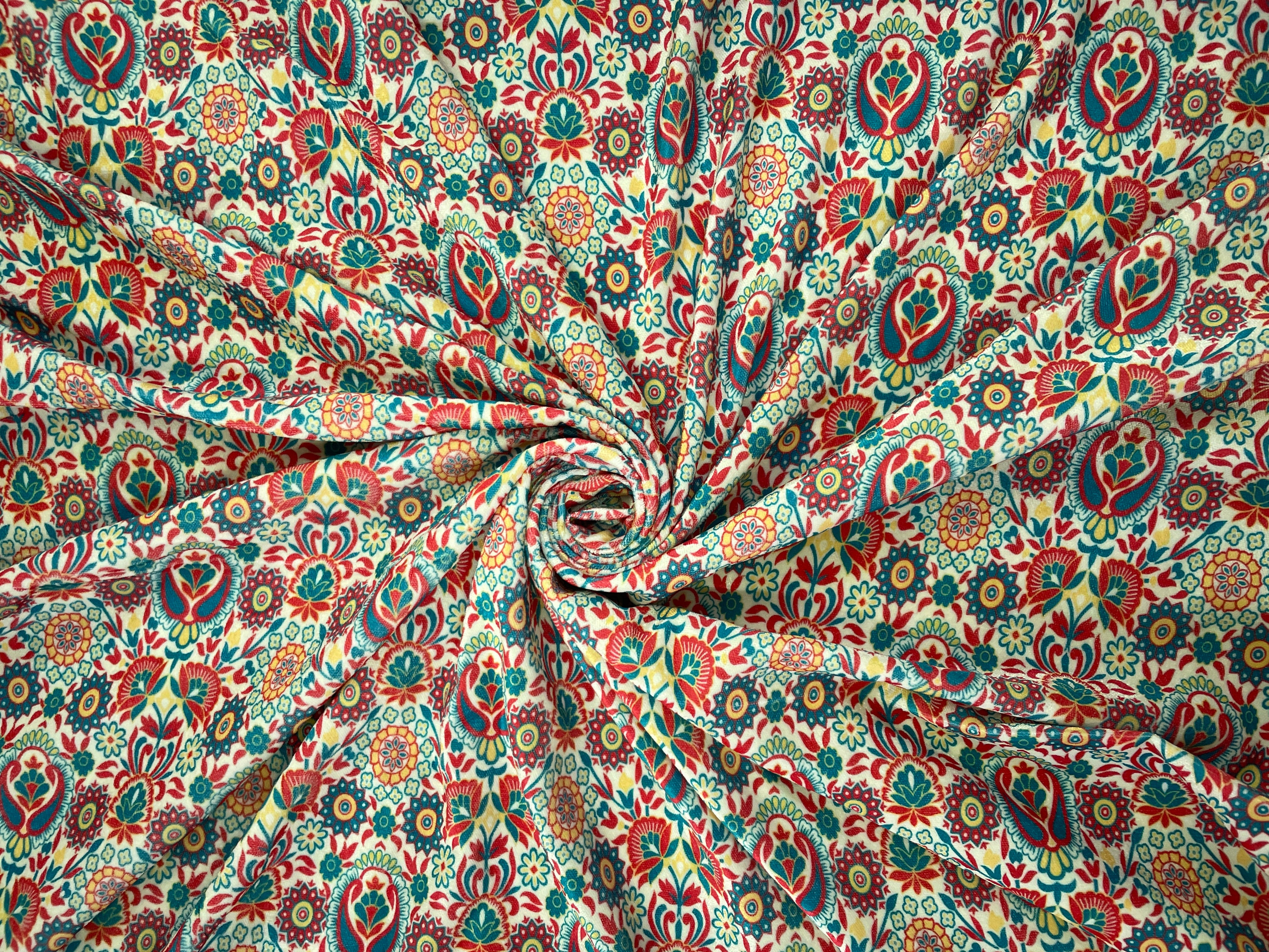 Multicolor Abstract Velvet Fabric