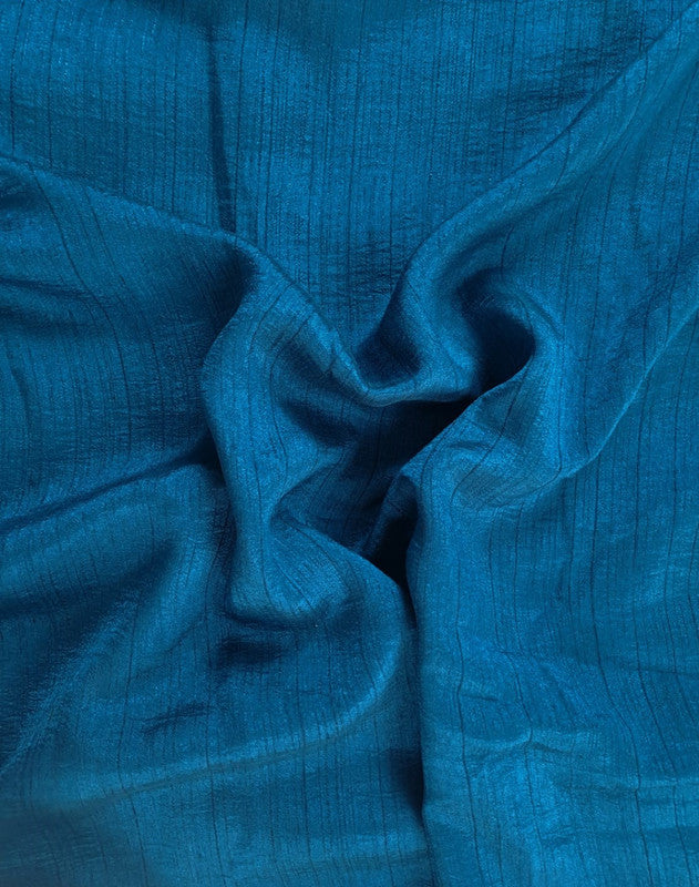 Peacock Blue Plain Nysaa Silk Fabric (Per Meter - Rs 112 )