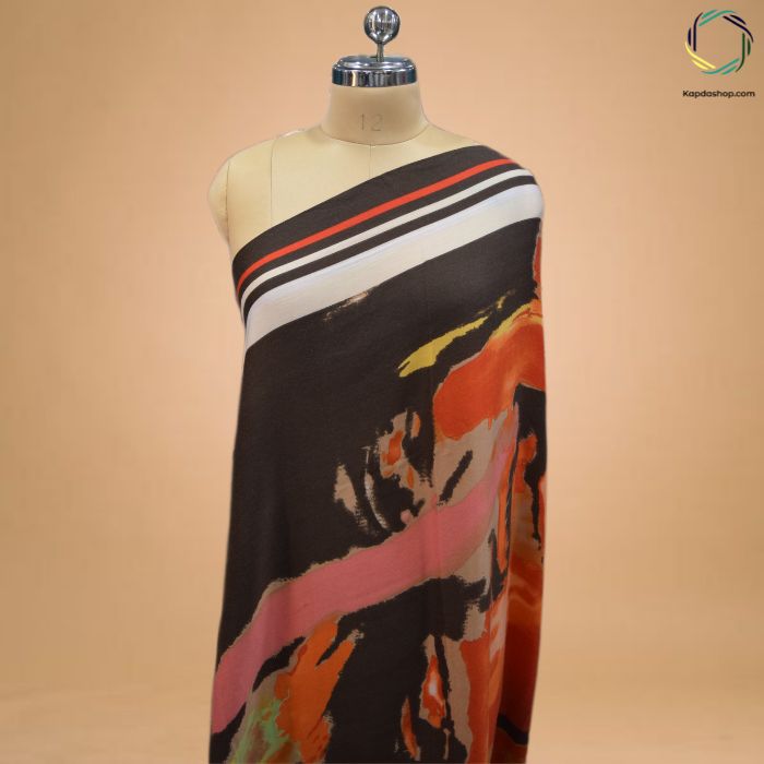 Multicolor Abstract with Brown Border Stole Kapdashop