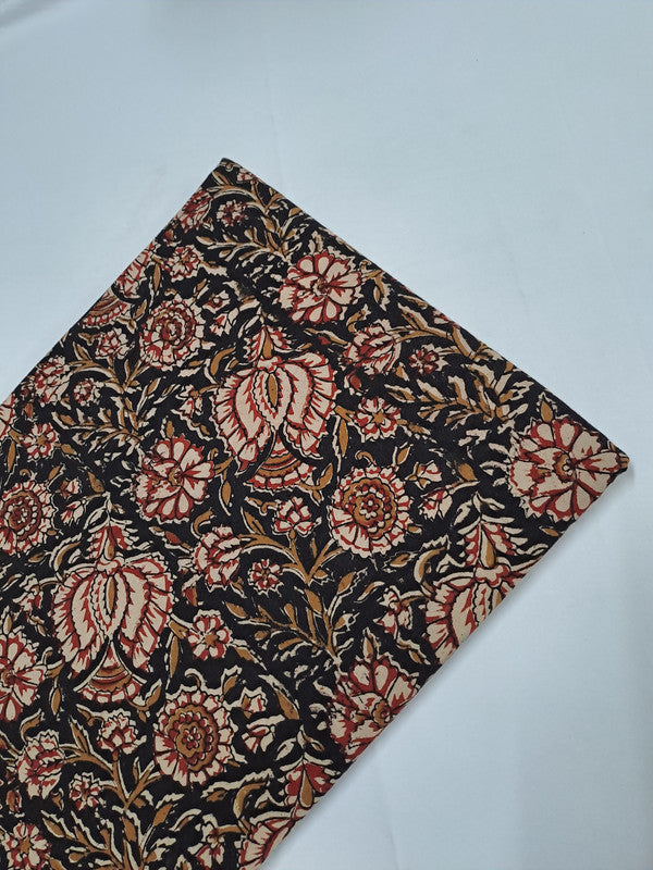 Kalamkari  Cotton Cambric  Black Floral Fabric