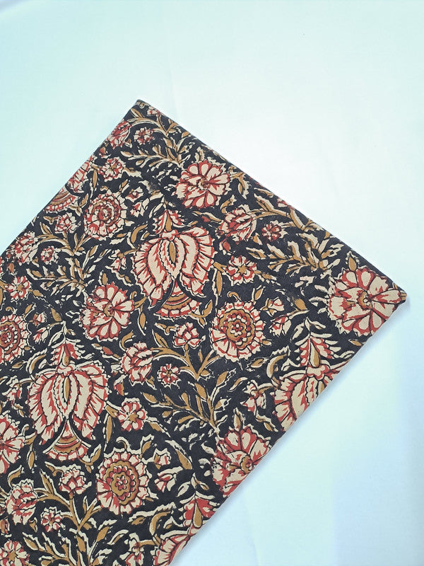 Kalamkari  Cotton Cambric  Black Floral Fabric