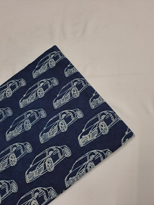 Indigo Blue & White Quirky Cotton Cambric Fabric