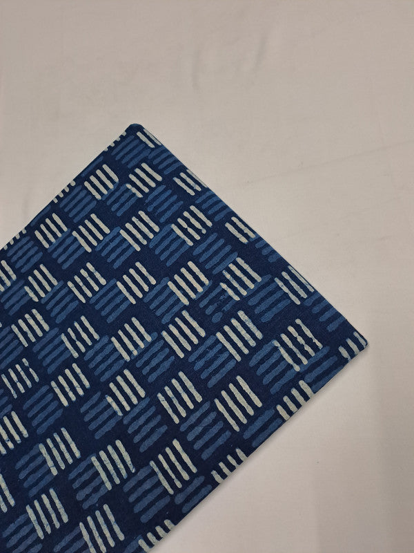 Indigo Blue & White Abstract Cotton Cambric Fabric