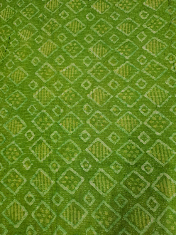 Parrot Green Traditional Kantha Cotton Cambric Fabric