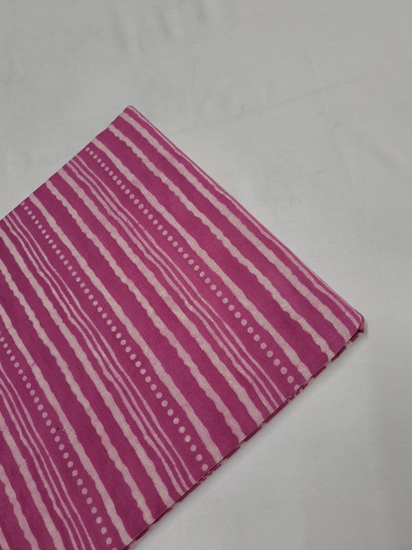 Pink Stripes Print Dabbu Cotton Cambric Fabric