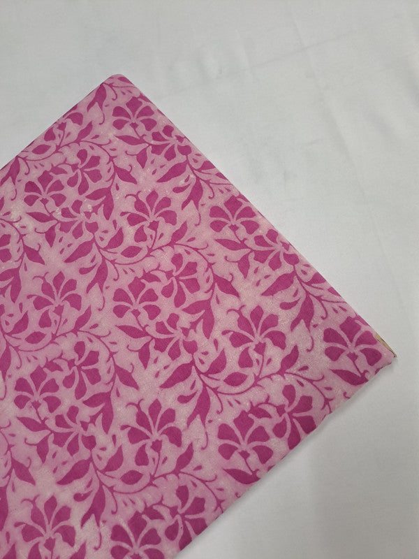 Pink Floral Dabbu Cotton Cambric Fabric