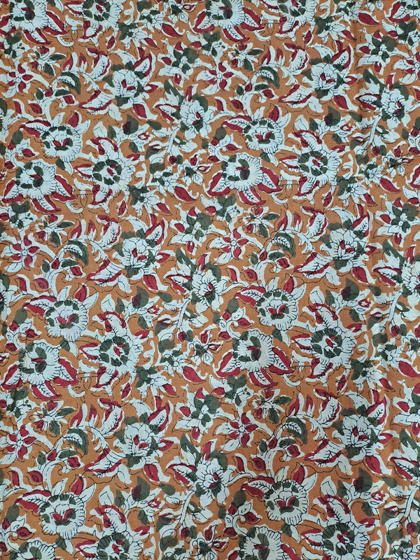 Kalamkari Cotton Cambric  Multicolor Flora Fabric