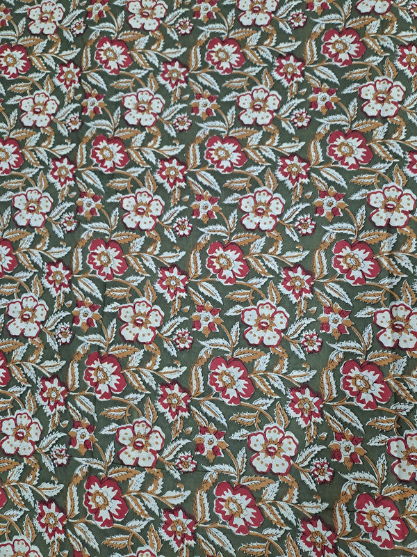 Multicolor Floral Kalamkari Cotton Cambric Fabric