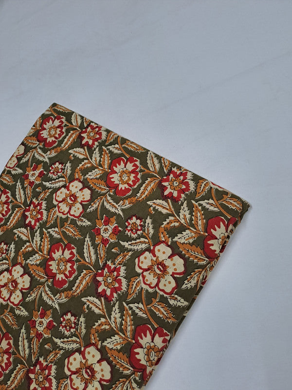 Multicolor Floral Kalamkari Cotton Cambric Fabric