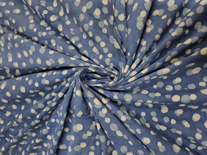 Blue & White Abstract Cotton Cambric Fabric