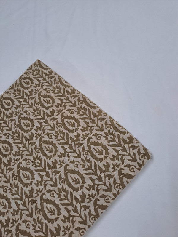 Olive Paisley Bagru Cotton Cambric Fabric