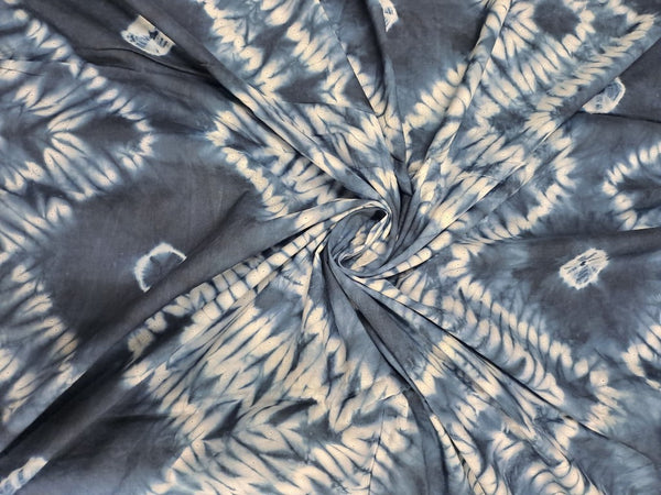Navy Blue Chevron Shibori Cotton Cambric Fabric