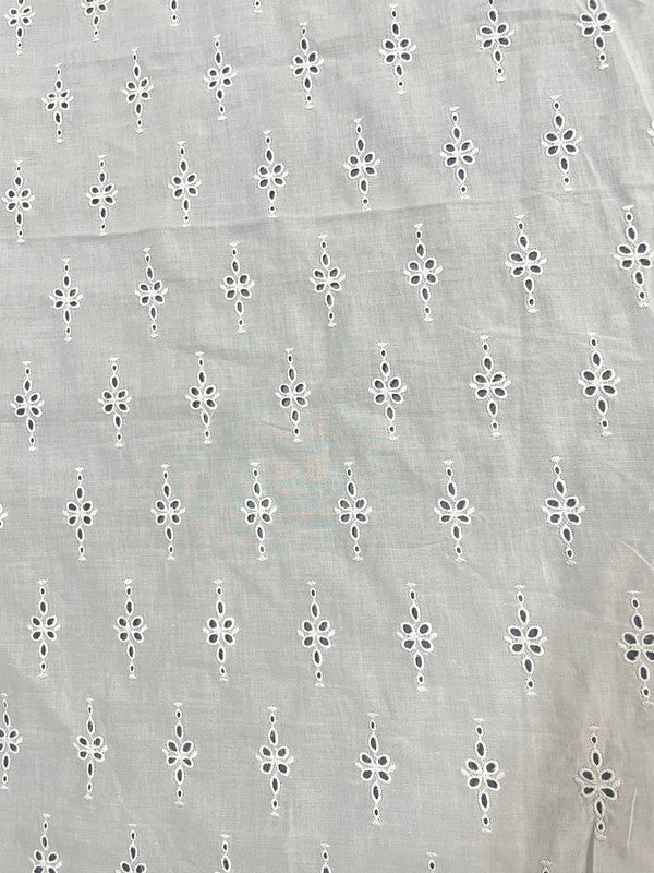 White Motifs Dyeable Chikankari Fabric