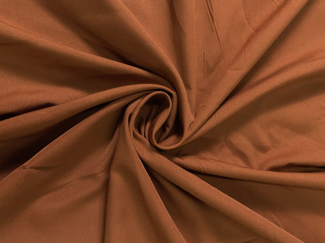 Brown Plain Dyed Poly Crepe Fabric