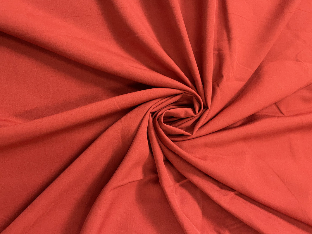 Brick Red Plain Dyed Poly Crepe Fabric