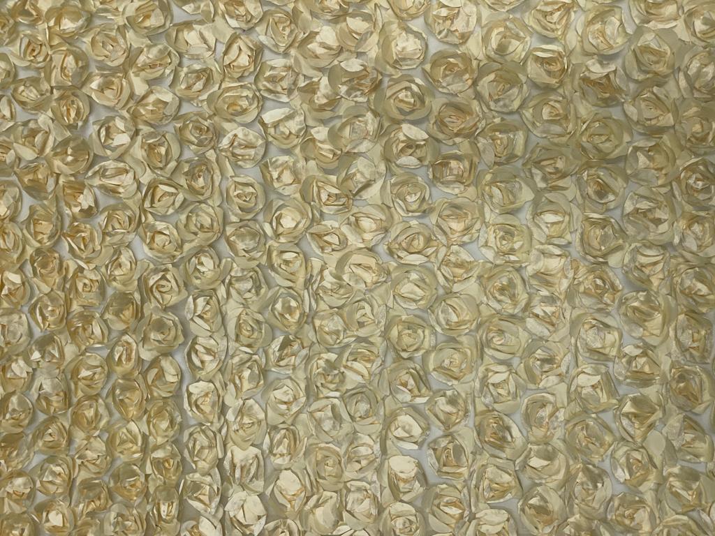 Lemon Yellow Rose Floral Net Fabric 56