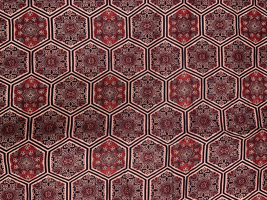 Maroon Black Geometric Pure Chanderi Fabric