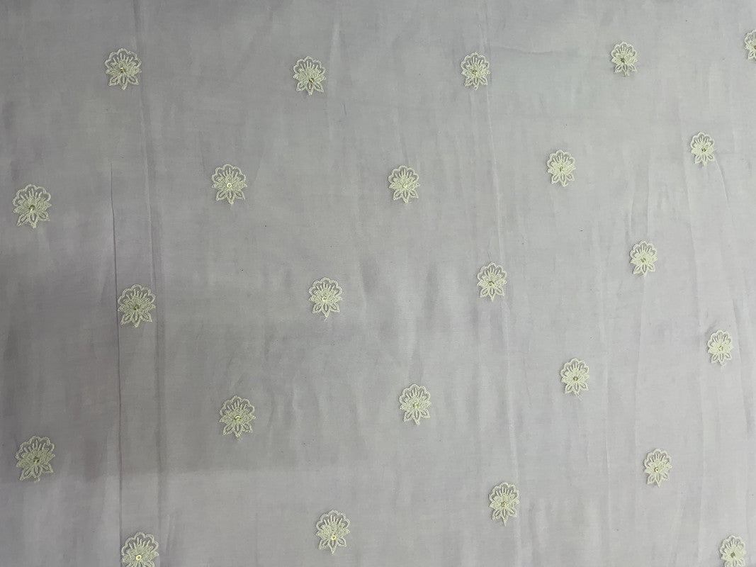 Light Lavender Chanderi Mul Embroidery Fabric