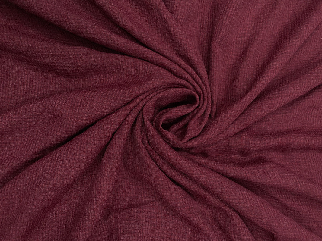 Maroon Checks Cotton Linen Fabric