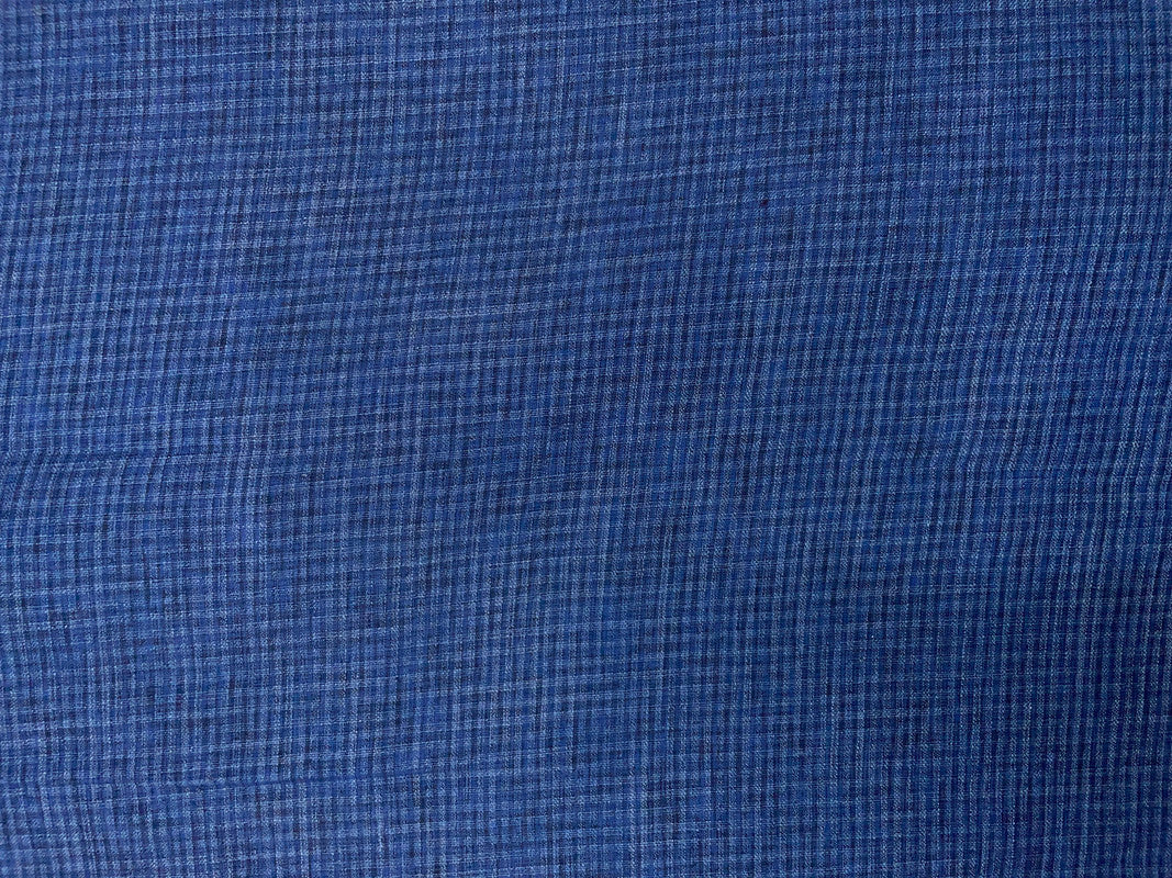 Navy Blue Checks Cotton Linen Fabric
