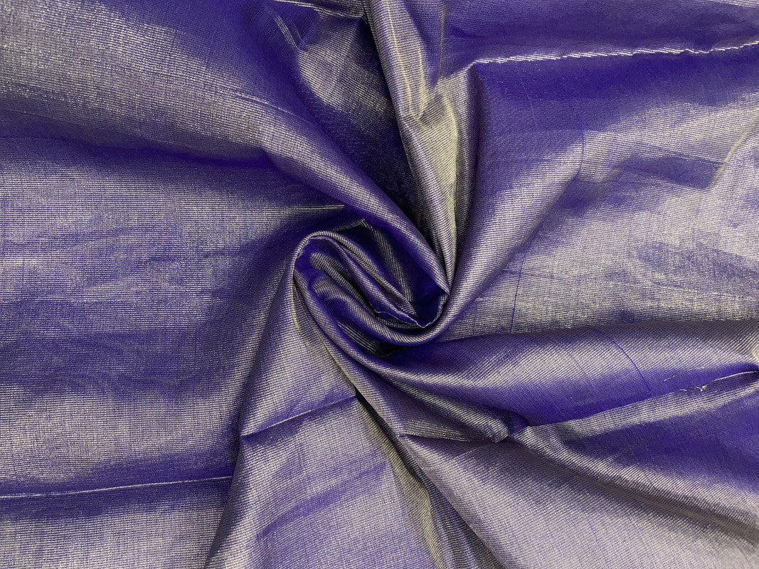 Blue & Golden Plain Dual Tone Pure Tissue Silk Fabric