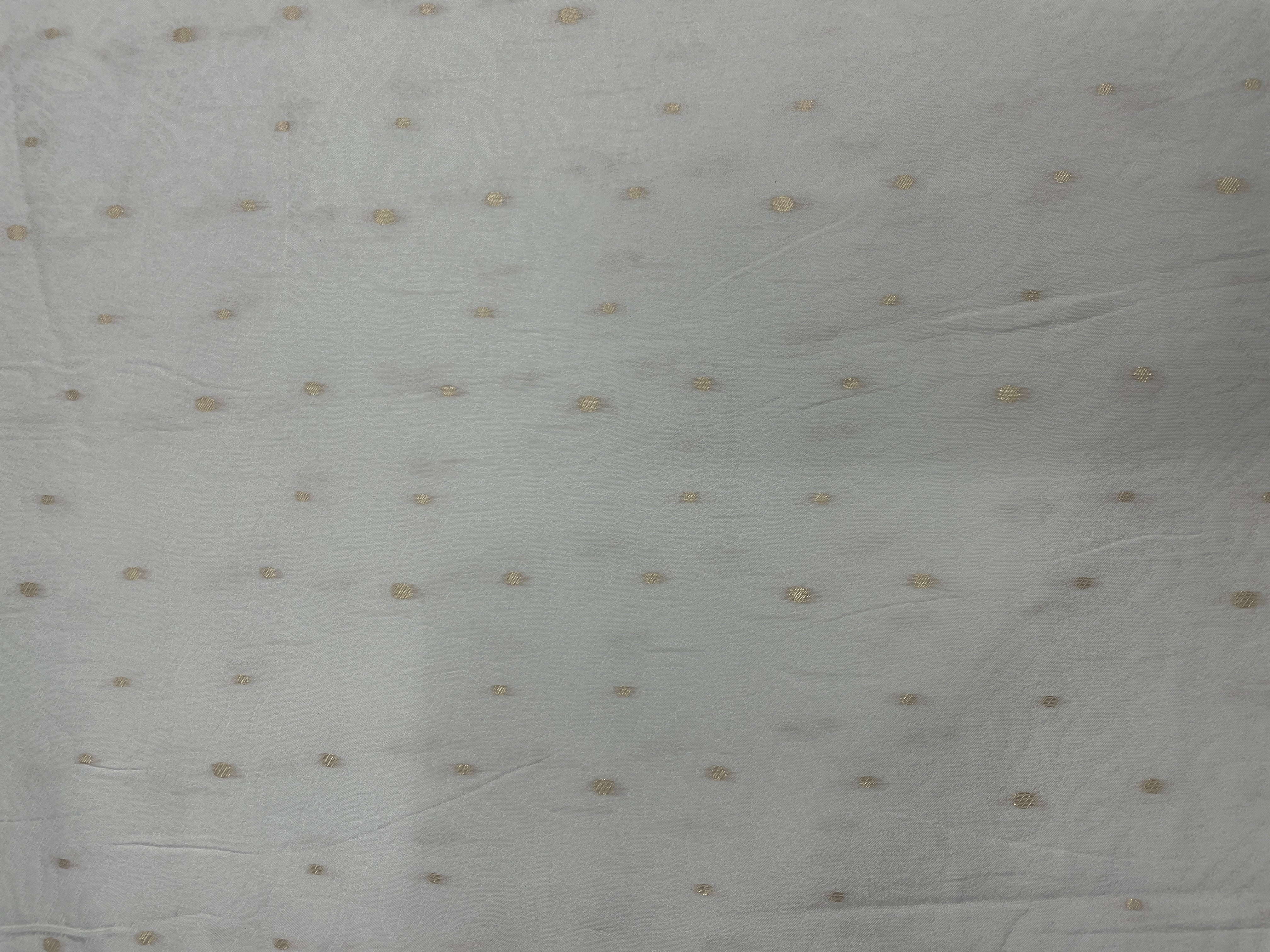 White Dots Dyeable Dola Silk Self Zari Fabric