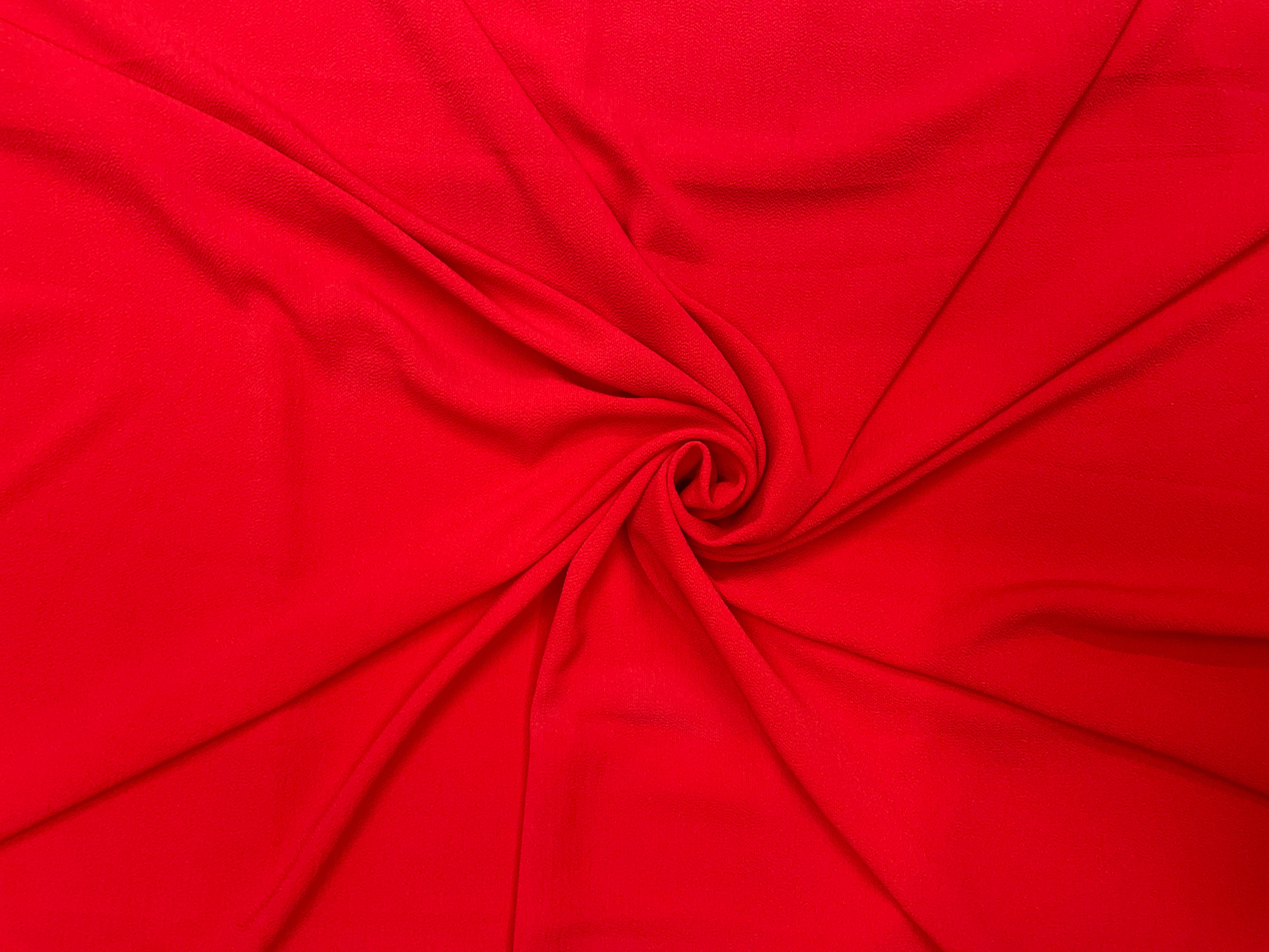 Red Plain Bubble Georgette Fabric