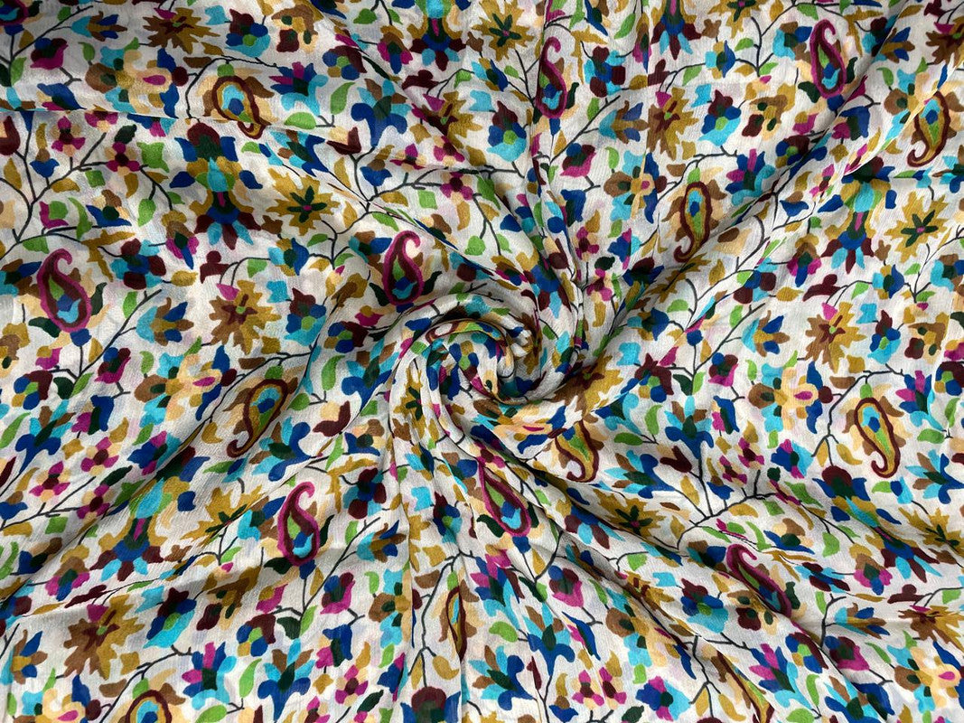 Multicolor Abstract Chiffon Fabric