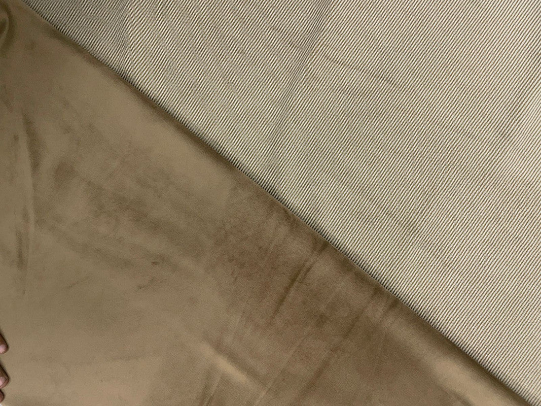 Beige Plain/Stripes Dual Sided Super Soft Wool Fabric