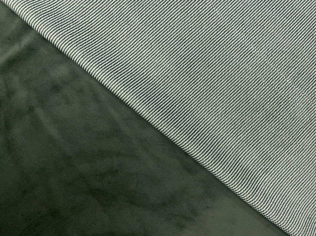 D Olive Plain/Stripes Dual Sided Super Soft Wool Fabric