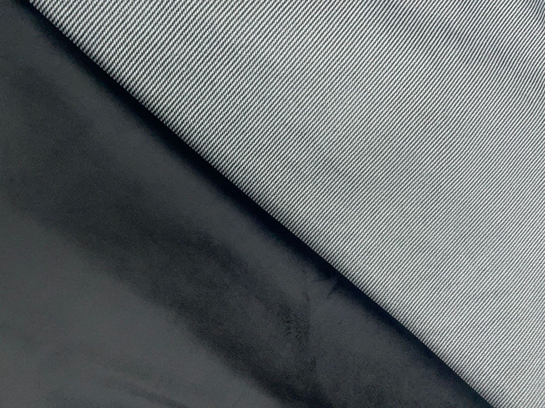 Black Plain/Stripes Dual Sided Super Soft Wool Fabric