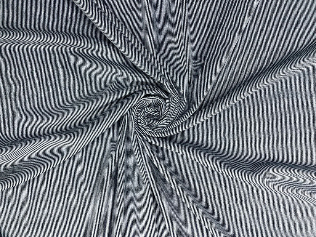 Navy Blue Plain/Stripes Dual Sided Super Soft Wool Fabric