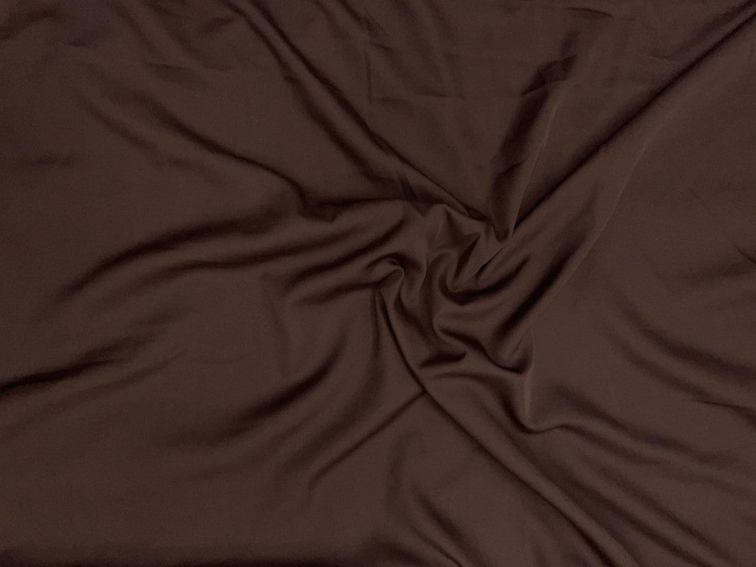 Dark Brown Plain Dyed Poly Crepe Fabric N232 (Per Meter - Rs 44 )