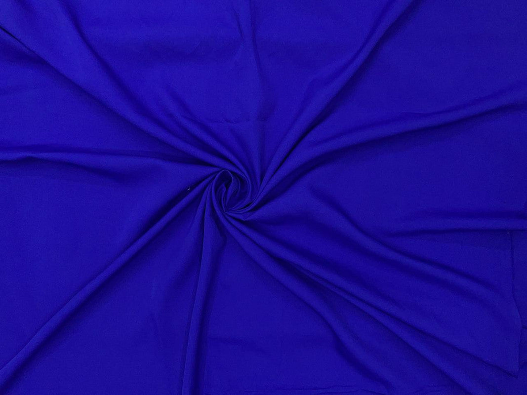 Blue Plain Dyed Poly Crepe Fabric