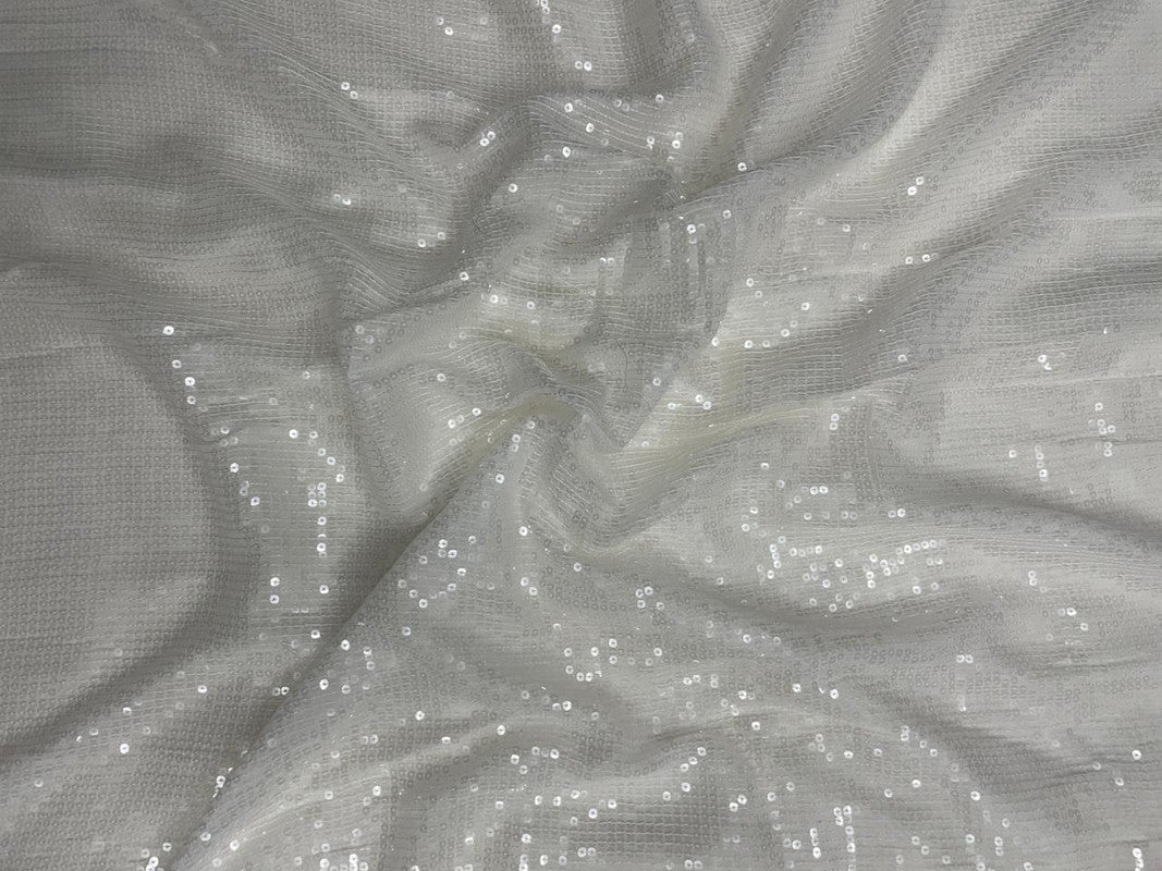 White Dyeable 5Mm Water Sequence Georgette Fabric