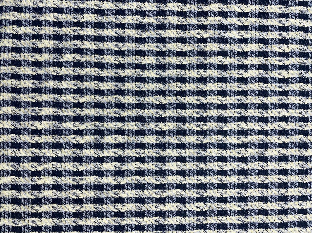 Navy Blue Check Tweed Fabric