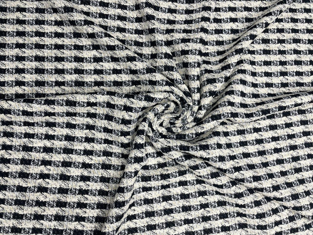 Black Check Tweed Fabric