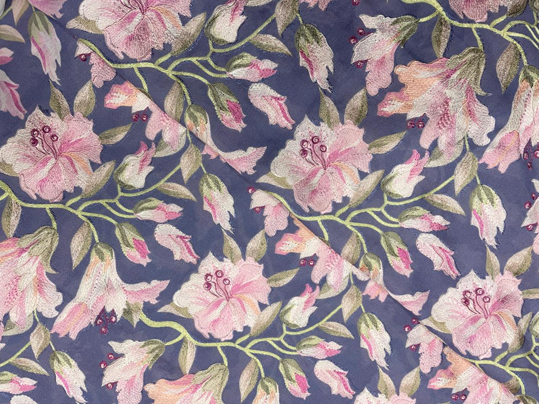 Royal Purple Floral Cotton Fabric