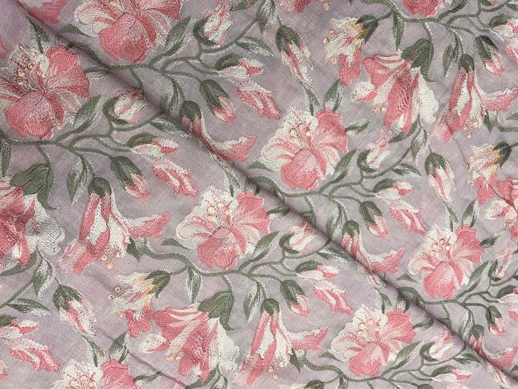 Pastel Pink Floral Cotton Fabric