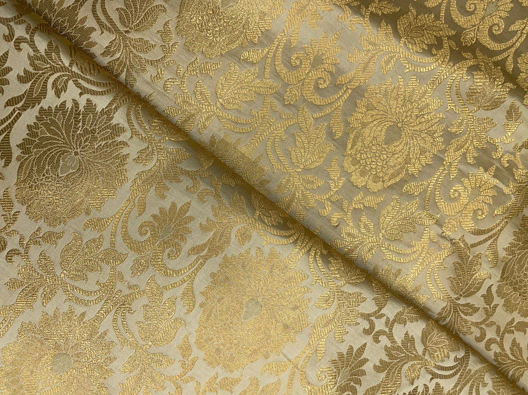 Golden Floral Semi Brocade Fabric