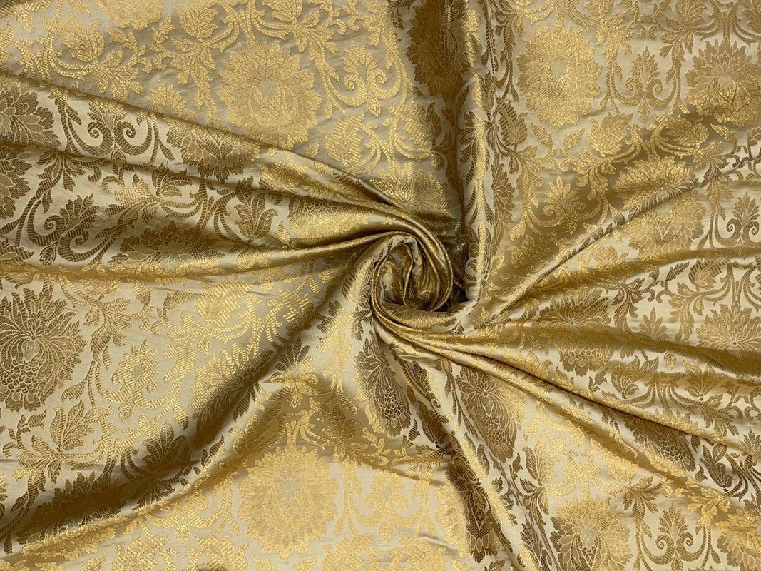 Golden Floral Semi Brocade Fabric