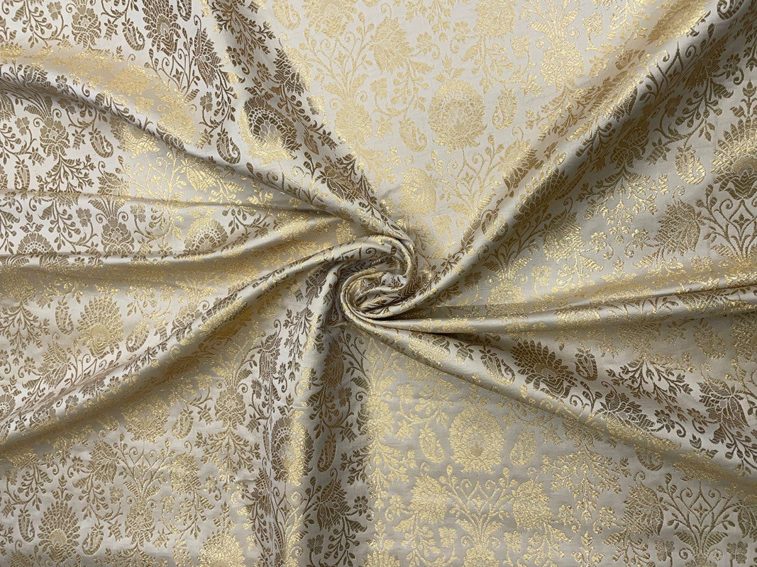 Golden Floral Semi Brocade Fabric