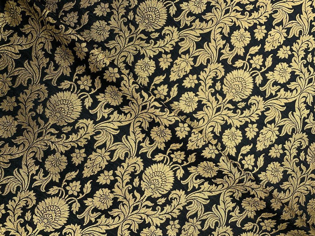 Black Floral Semi Brocade Fabric