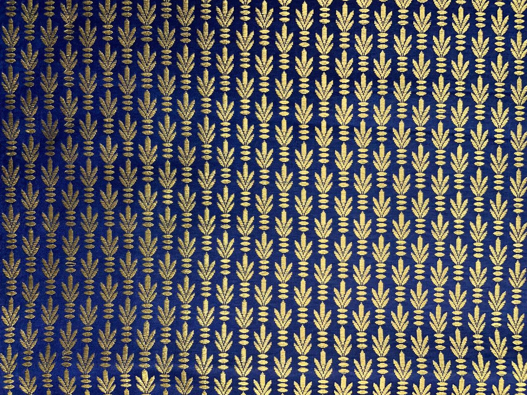 Navy Blue Floral Semi Brocade Fabric