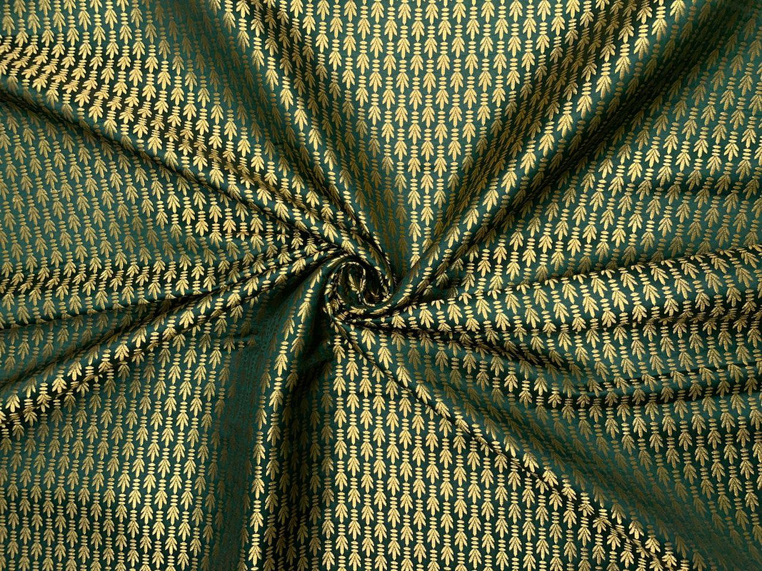 Bottle Green Floral Semi Brocade Fabric