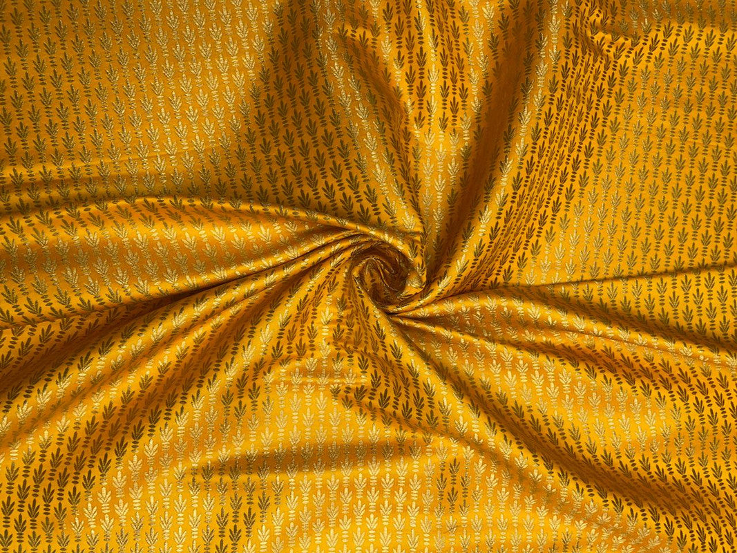 Bright Yellow Floral Semi Brocade Fabric