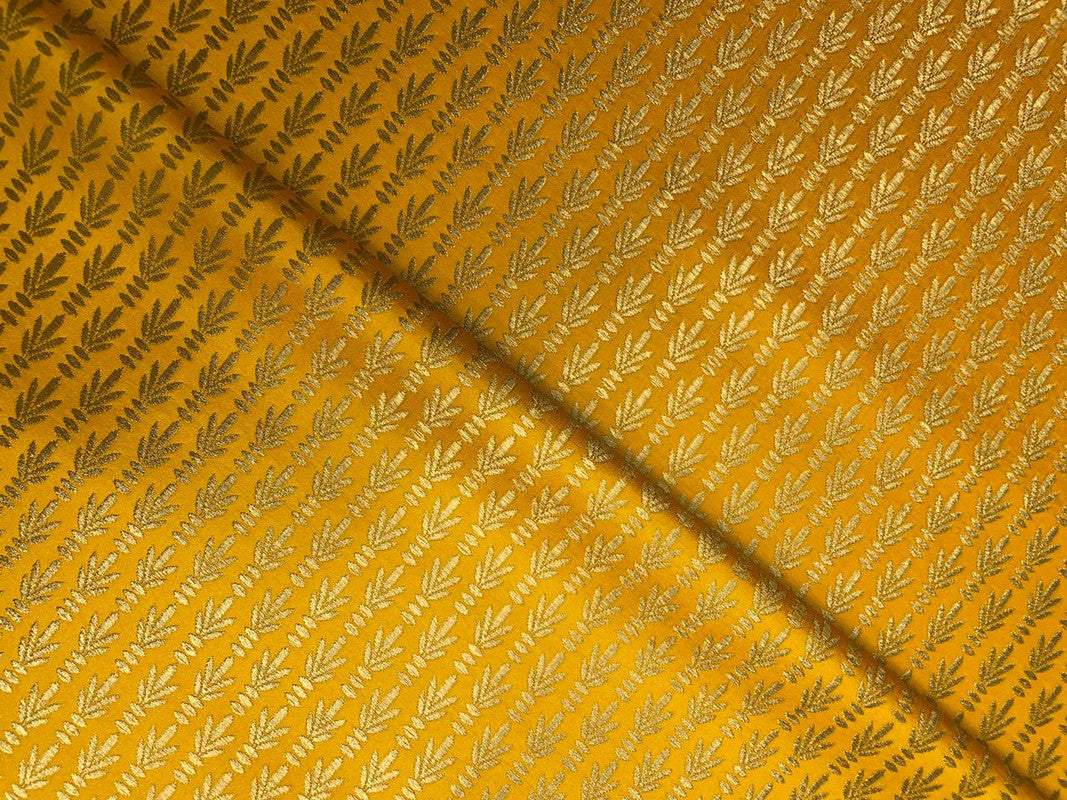 Bright Yellow Floral Semi Brocade Fabric