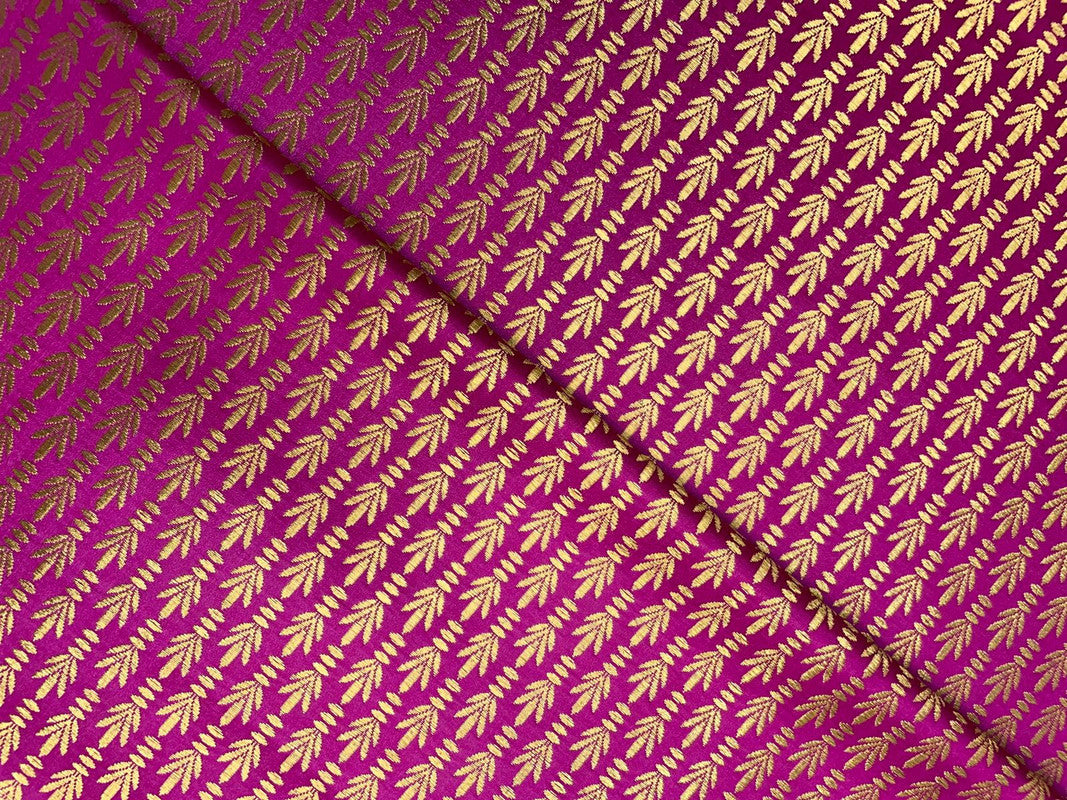 Magenta Floral Semi Brocade Fabric